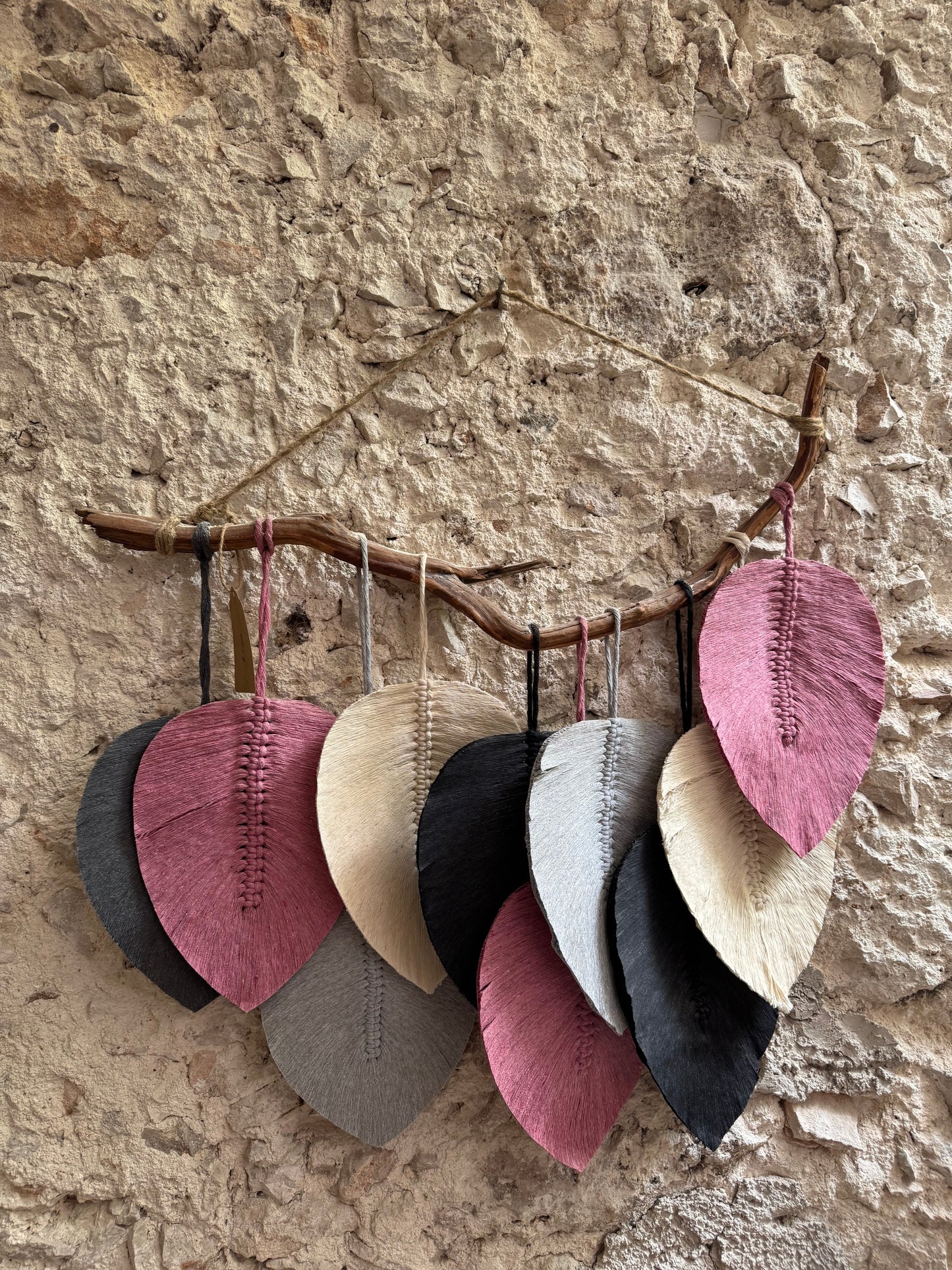 Mural Macramé Hojas