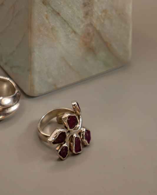 Anillo Plata Rubíes